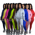 Lady Hooded Long Sleeve Casual Women Sweatsuit Set